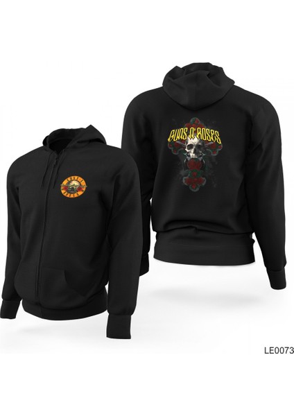 Guns N Roses Siyah Fermuarlı Limited Edition Kapşonlu Sweatshirt