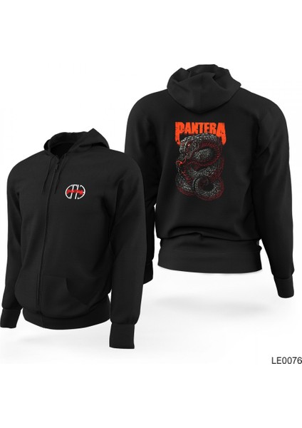 Pantera Siyah Fermuarlı Limited Edition Kapşonlu Sweatshirt