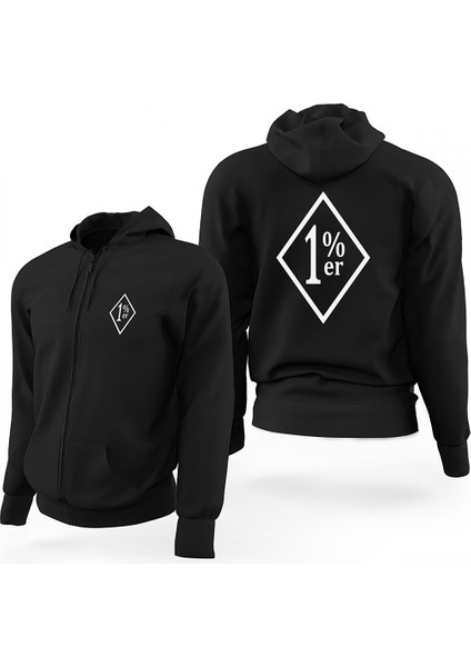Harley Chopper %1er Siyah Fermuarlı Limited Edition Kapşonlu Sweatshirt