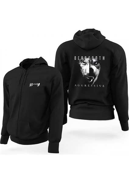 Beartooth Aggressive Album Siyah Fermuarlı Limited Edition Kapşonlu Sweatshirt