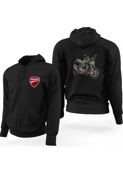 Ducati Multistrada 1200 Siyah Fermuarlı Limited Edition Kapşonlu Sweatshirt