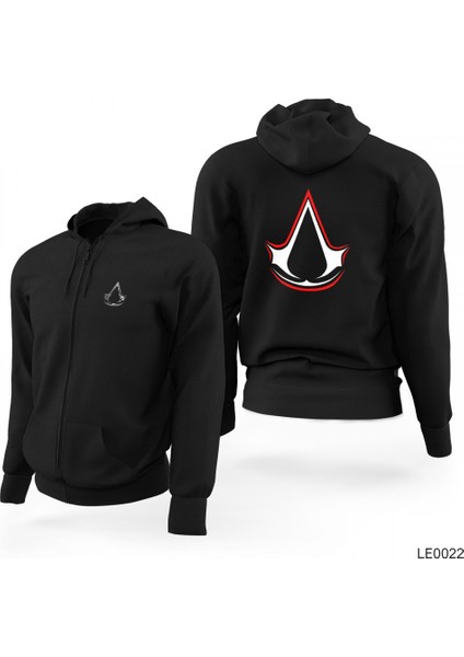 Assassins Creed Siyah Fermuarlı Limited Edition Kapşonlu Sweatshirt