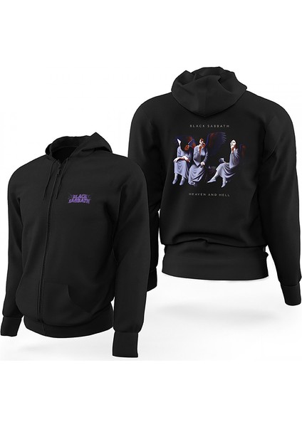 Black Sabbath Heaven And Hell Siyah Fermuarlı Limited Edition Kapşonlu Sweatshirt
