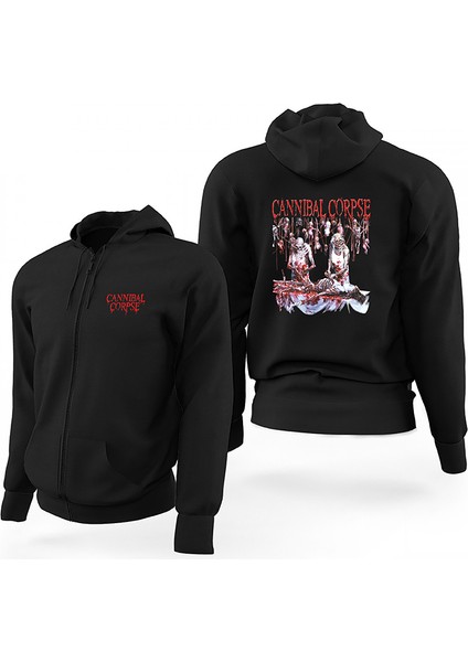 Cannibal Corpse Essential Siyah Fermuarlı Limited Edition Kapşonlu Sweatshirt