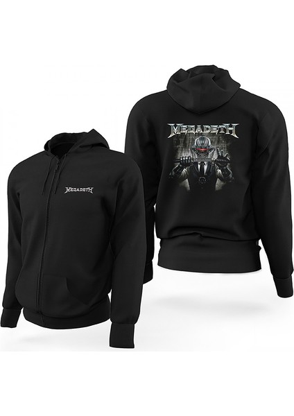 Megadeth Rust In Peace 2 Siyah Fermuarlı Limited Edition Kapşonlu Sweatshirt