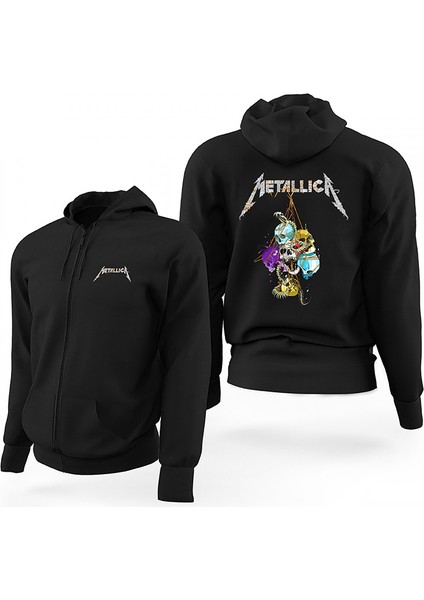 Metallica Skull Siyah Fermuarlı Limited Edition Kapşonlu Sweatshirt