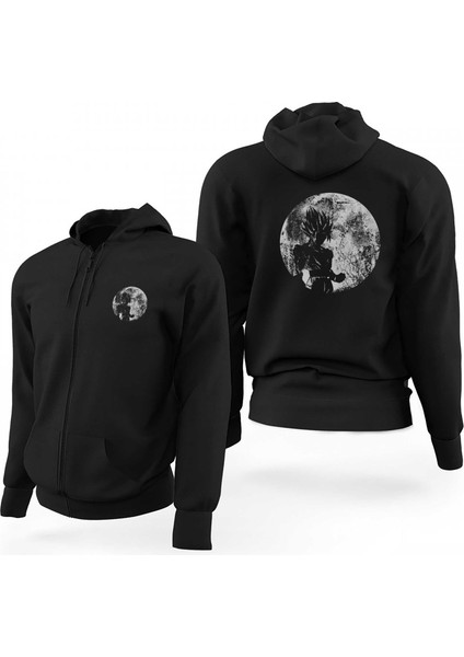 Dragon Ball Z Goku Over Siyah Fermuarlı Limited Edition Kapşonlu Sweatshirt