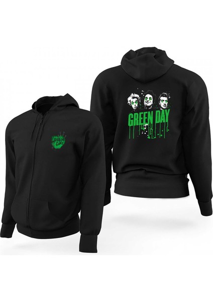 Green Day Green Hearth Siyah Fermuarlı Limited Edition Kapşonlu Sweatshirt