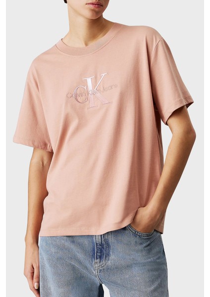 Logo Baskılı Pamuklu Relaxed Fit Bisiklet Yaka T Shirt J20J224798TGW Bayan T Shirt J20J224798 Tgw