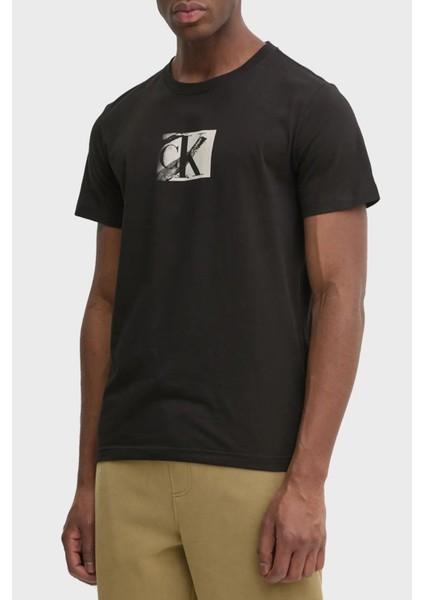 Pamuklu Regular Fit Bisiklet Yaka Logo Baskılı T Shirt J30J327077BEH Erkek T Shirt J30J327077 Beh