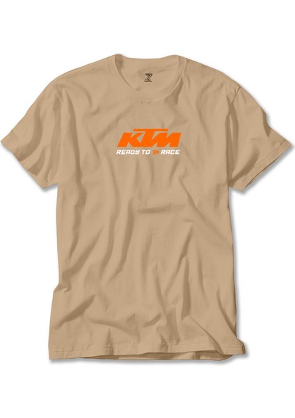 Ktm Ready To Race Text Krem Tişört