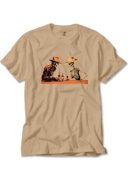 Skelton Cowboy Bar Krem Tişört