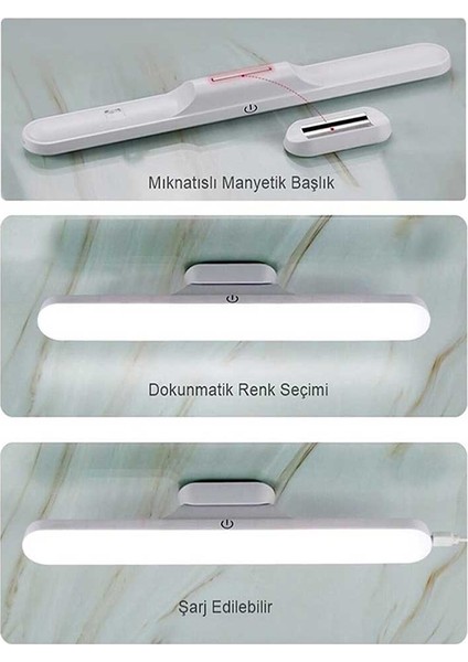 Şarjlı Mıktantıslı Işık Micro USB Kablosuz LED 3 Farklı Işık Martı Aplik -1-2-4- 8-10 Adet