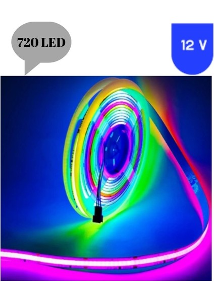 12 Volt 720 Ledli Esnek Cob Pixel Magic Kayar Şerit LED Iç Mekan 5 Metre
