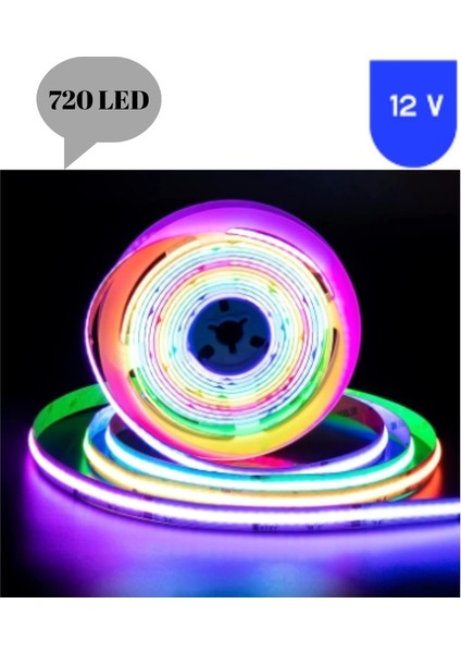 12 Volt 720 Ledli Esnek Cob Pixel Magic Kayar Şerit LED Iç Mekan 5 Metre