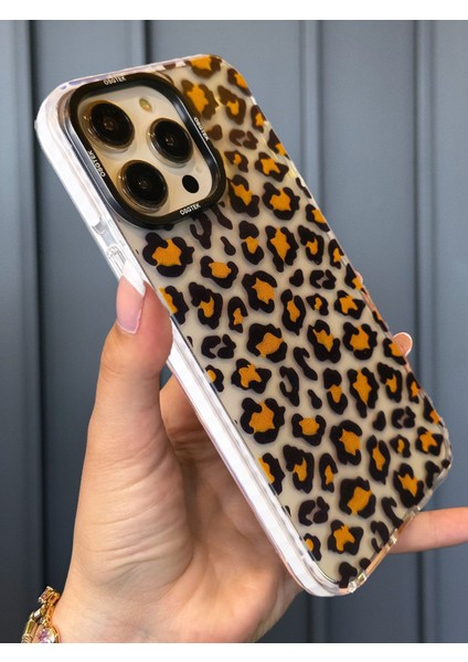 Iphone 13 ve 14 Uyumlu Silikon Kaliteli Leopar Desenli Telefon Kılıfı