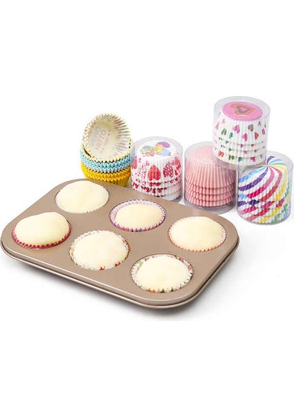 50 Adet Orta Boy Muffin Cupcake Kağıdı, Renkli Kağıt Muffin Kek Kalıbı