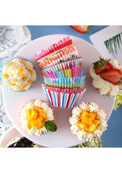 50 Adet Orta Boy Muffin Cupcake Kağıdı, Renkli Kağıt Muffin Kek Kalıbı