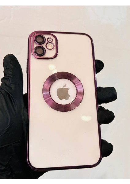 Apple iPhone 11 Uyumlu Şeffaf Kamera Korumalı Telefon Kılıfı Metalik