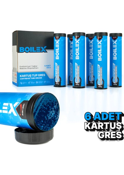 Lityum Kompleks Ep2 Yüksek Sıcaklık Performans Kartuş Tüp Gres Yağı - Mavi Renkli - 6 Adet x 400GR