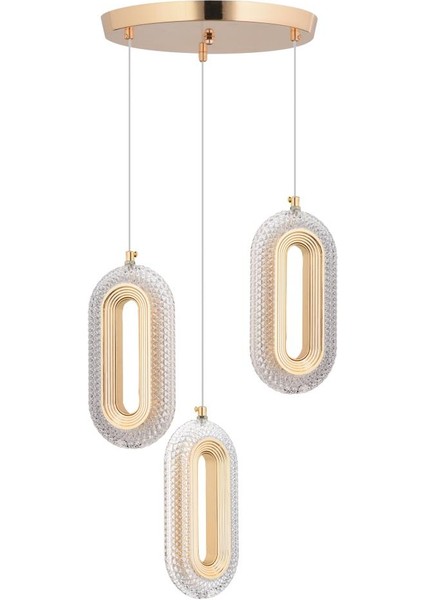 Istanbul Avize Beta 3'lü Gold Ledli Modern 3 Renk LED Avize