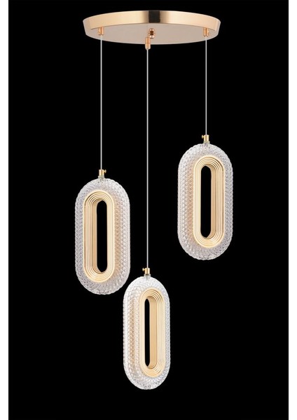 Istanbul Avize Beta 3'lü Gold Ledli Modern 3 Renk LED Avize