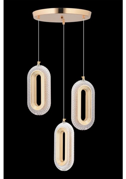 Istanbul Avize Beta 3'lü Gold Ledli Modern 3 Renk LED Avize