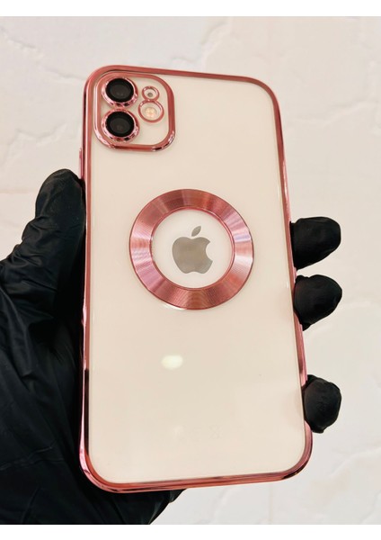 Apple iPhone 11 Uyumlu Şeffaf Kamera Korumalı Telefon Kılıfı Metalik