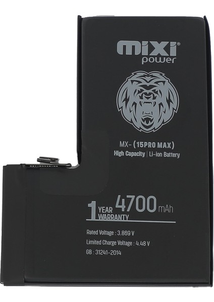 iPhone 15 Pro Max Uyumlu Yüksek Kapasiteli Batarya