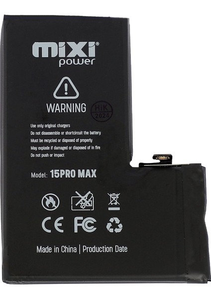 iPhone 15 Pro Max Uyumlu Yüksek Kapasiteli Batarya