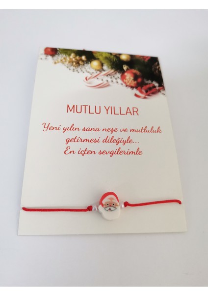 Yılbaşı Hediyesi Yeni Yıl Hediye Noel Baba Temalı Kırmızı Paraşüt Ipli Bileklik