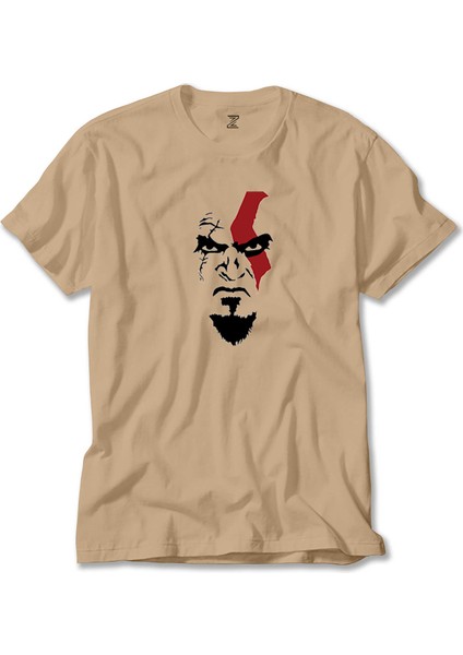 God Of War Kratos Face Krem Tişört