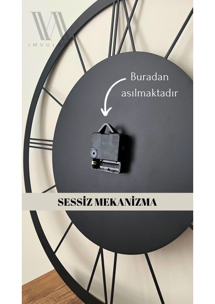Rain Metal Duvar Saati, Modern Duvar Saati, Ev Ofis Dekorasyon, Roma Sessiz Saat, 49 x 49 cm