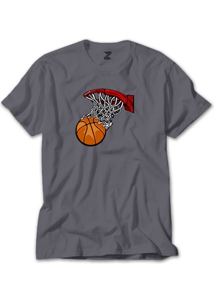 Basketball Hoop Gri Tişört