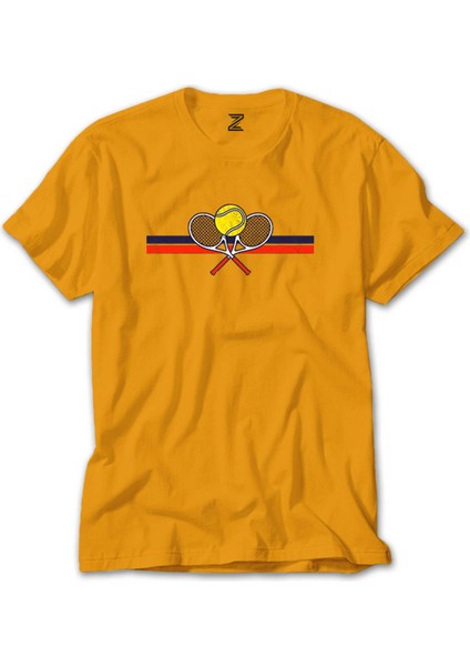 Tennis Racket Retro Sarı Tişört