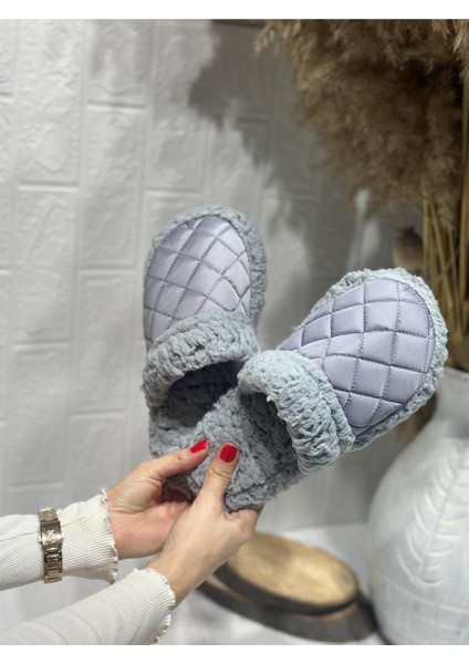 Kışlık Kadın Ev Içi Terliği Polarlı Peluş Rahat Kapitone Dikişli Hafif Kaymaz Taban Yumuşak Günlük fiyatları