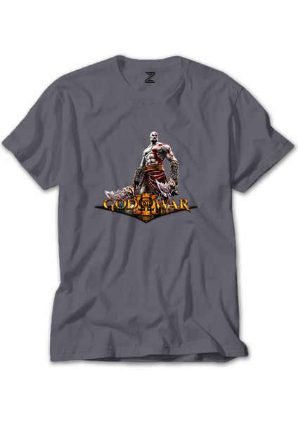 God Of War Kratos Siluet Logo Gri Tişört