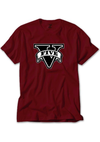 Gta Five Black Logo Kırmızı Tişört