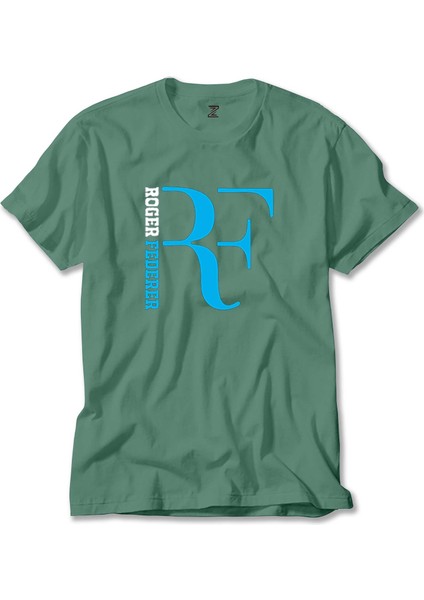 Roger Federer Blue Logo Yeşil Tişört