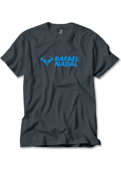 Rafael Nadal Blue Logo Text Füme Tişört