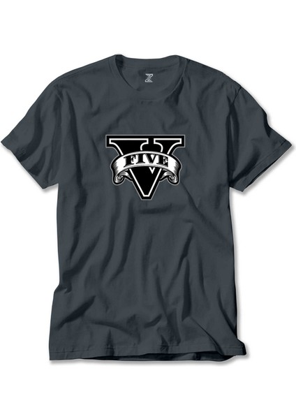 Gta Five Black Logo Füme Tişört