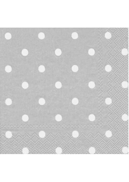 Beyaz Puantiyeli Gümüş Kağıt Peçete 20'li
