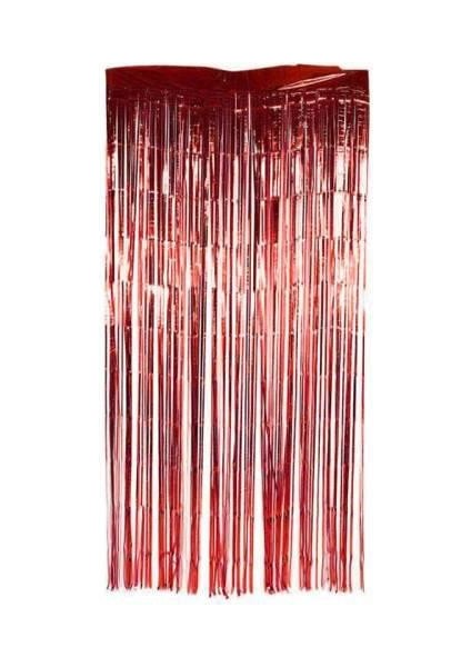 Metalize Kırmızı Fon Perdesi