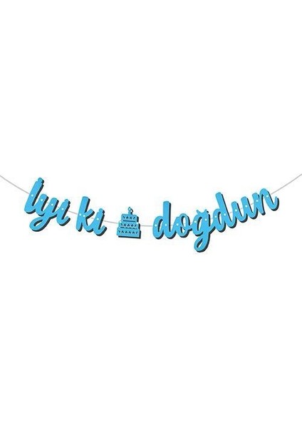 Kaligrafi Banner Pastalı Iyi Ki Doğdun Mavi