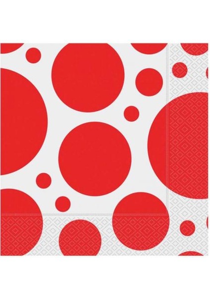 Kırmızı Karışık Puantiyeli Peçete 20'li