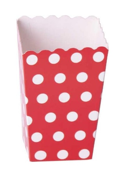 Beyaz Puantiyeli Kırmızı Mısır Kutusu 10'lu