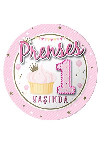 Prenses 1 Yaşında Karton Tabak 8'li