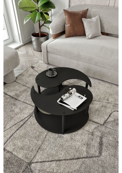 Yin Yang Unıty Serenıty Orta Sehpa 2 Li Siyah 70 cm