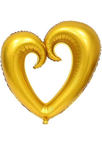 Kıvrımlı Içi Boş Altın Kalp Folyo Balon 100CM