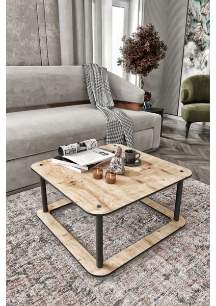 Hole Masivo 70 x 70 Kare Safir Meşe Orta Sehpa